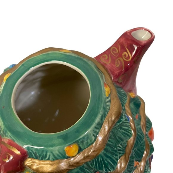 Bella Casa By GANZ Kitchen Christmas Tree Teapot With Gold Star On Top Large 6" - Picture 5 of 15